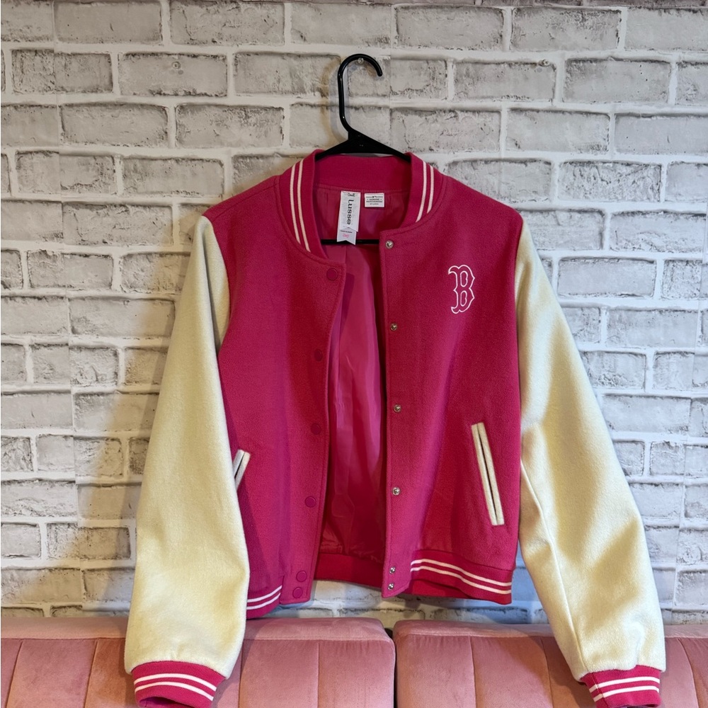 Pink and Cream Boston Red Sox Varsity Jacket